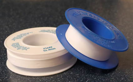 PTFE tape rolls to illustrate PTFE tape danger if wrong type is used for gas pipes.